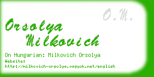 orsolya milkovich business card